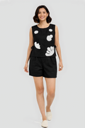 Black Abstract Patchwork Vest