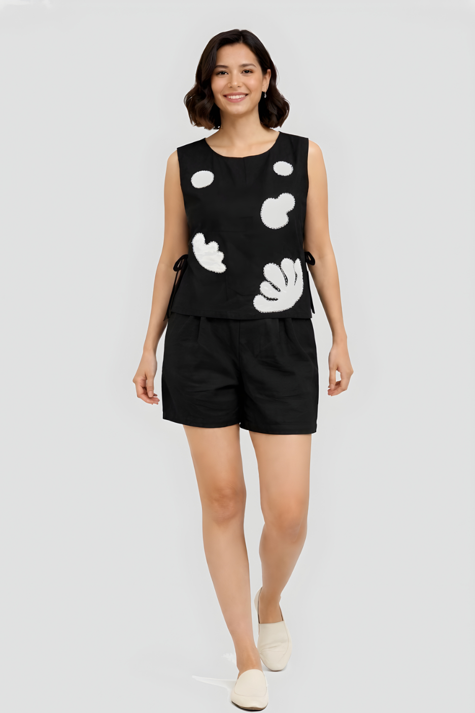 Black Abstract Patchwork Vest