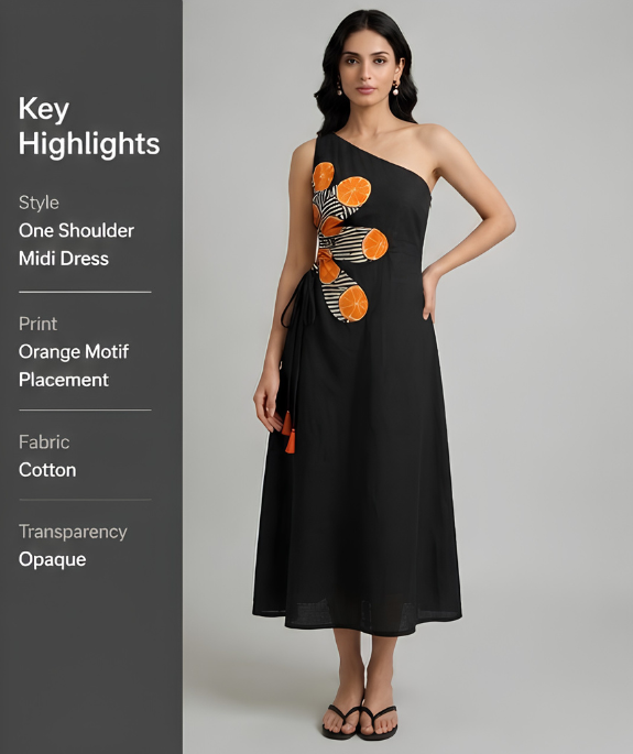 one shoulder dress with details highlighted