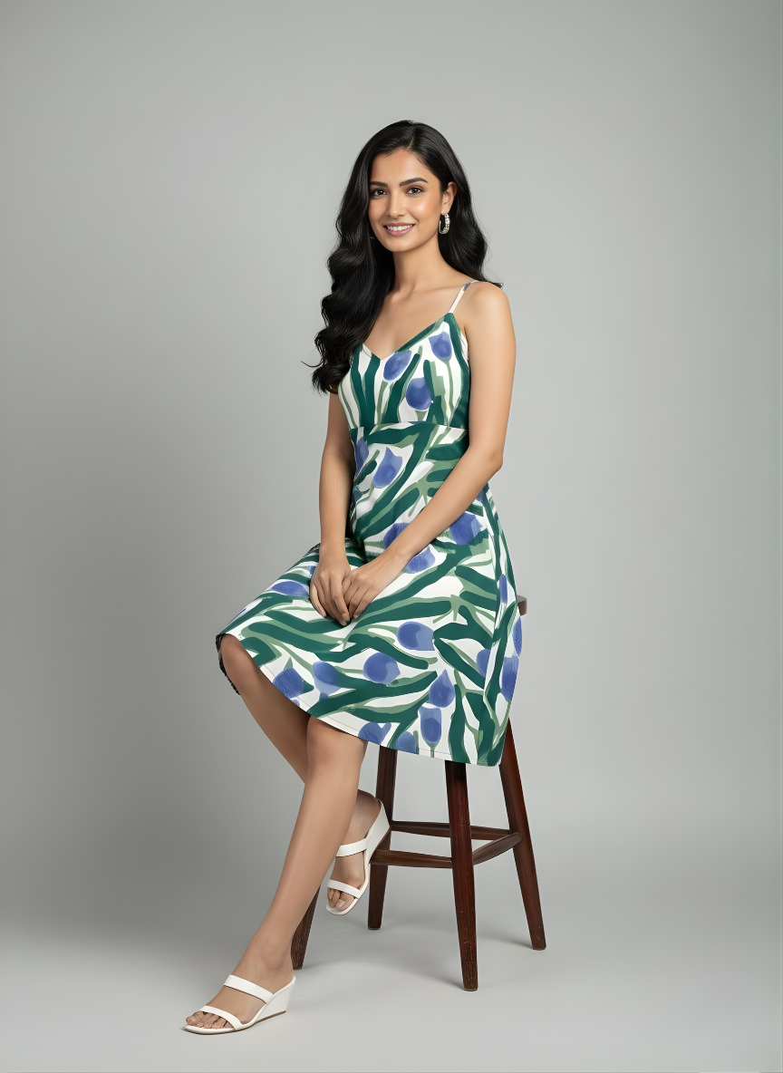 Tropical Print Slip Dress