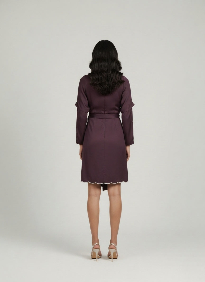 Plum Embroidered Wrap Dress