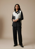 Ivory Petal Vest & Black Shirt Set
