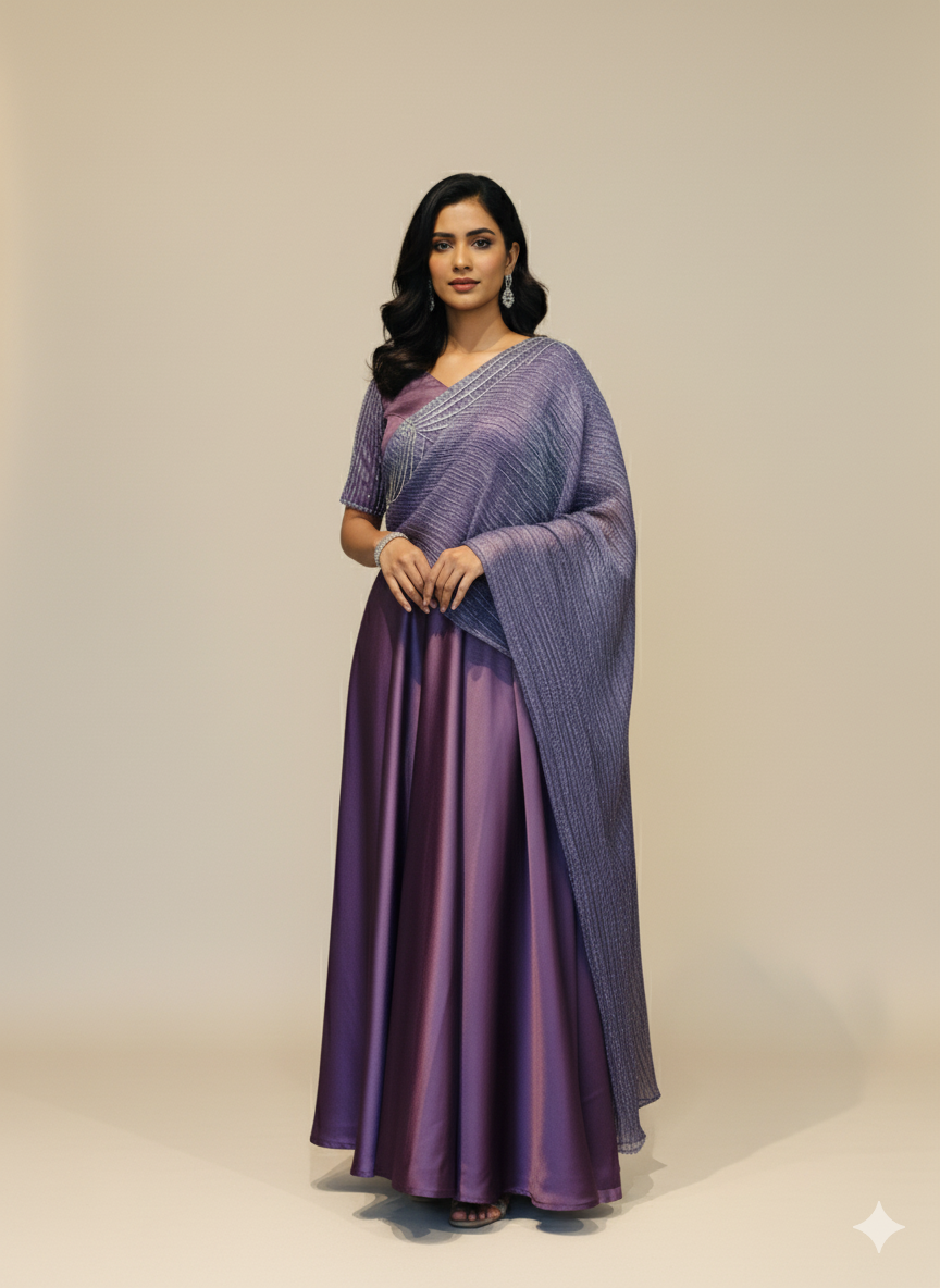 Organza Silk Drape Gown