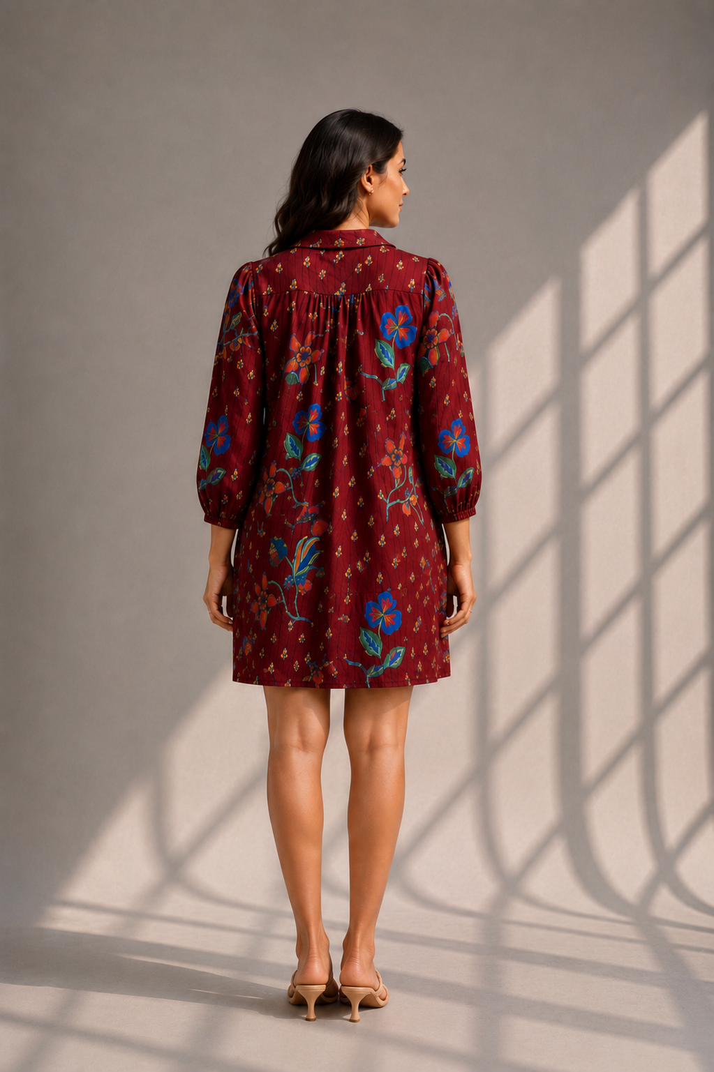 Floral red printed dress for summers