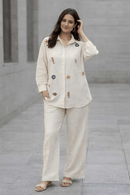 Beige Embroidered Shirt - Gehru Label