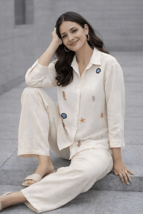 Beige Embroidered Shirt - Gehru Label