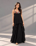 Black handwork top with palazzo pants set