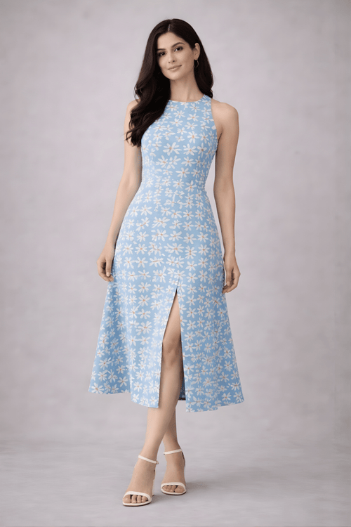 Blue Daisy Midi Dress - Gehru Label