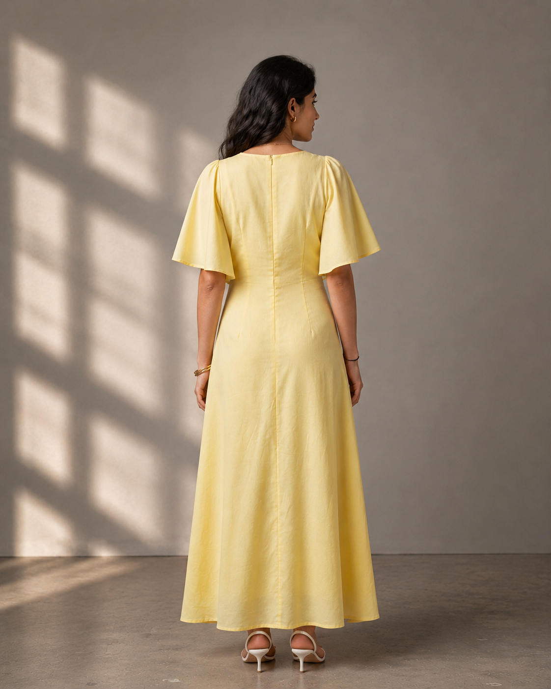 Butter Yellow Ruffle Maxi Dress for Women