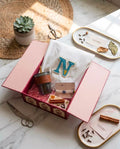 Gehru Coffee Box featuring a customized alphabet T-shirt, handcrafted Rakhi, fragrance bar, reusable travel coffee tumbler, and premium gift box.