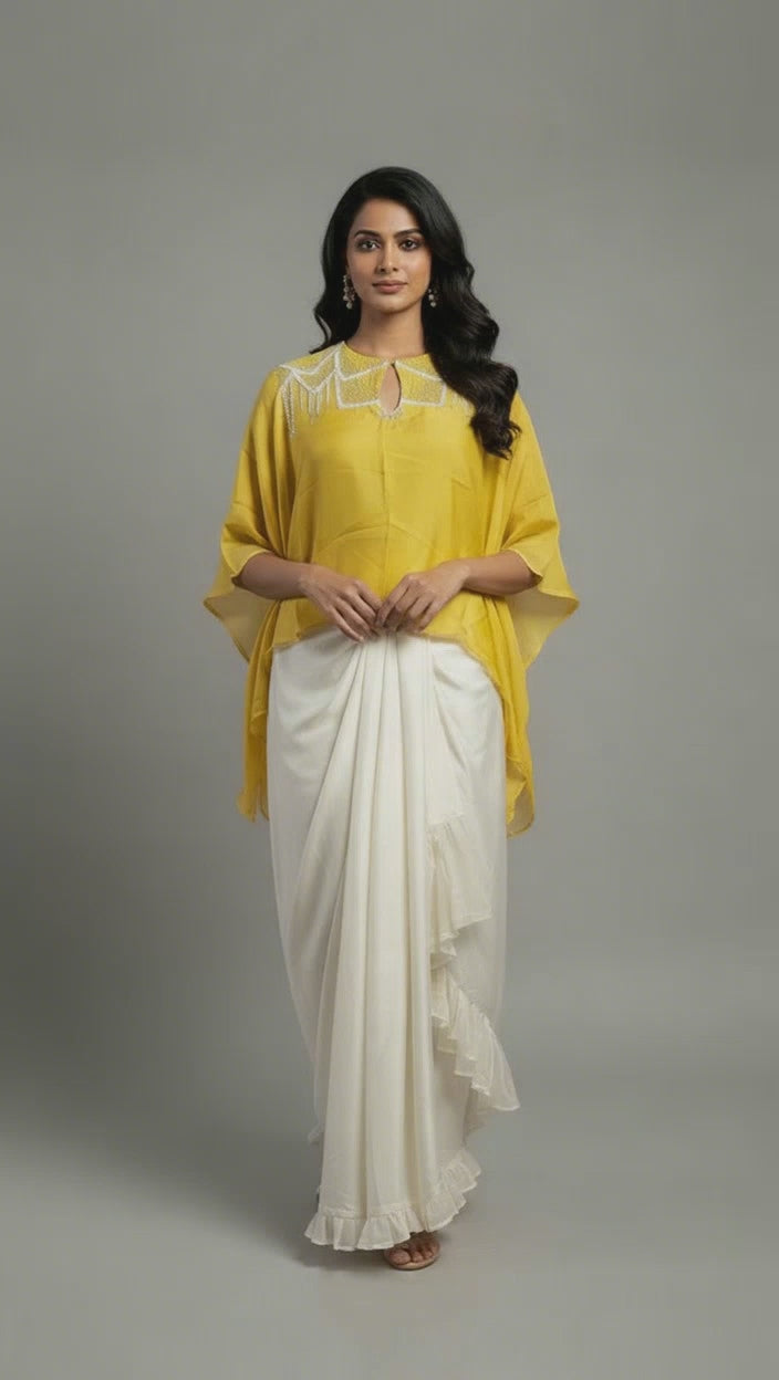 Yellow Drape Skirt Set