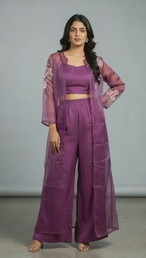 Orchid Embroidered Crop Set