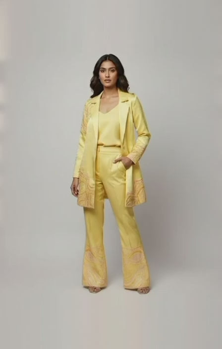 Yellow Embellished Pant Set