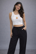 Casual white embroidered sando