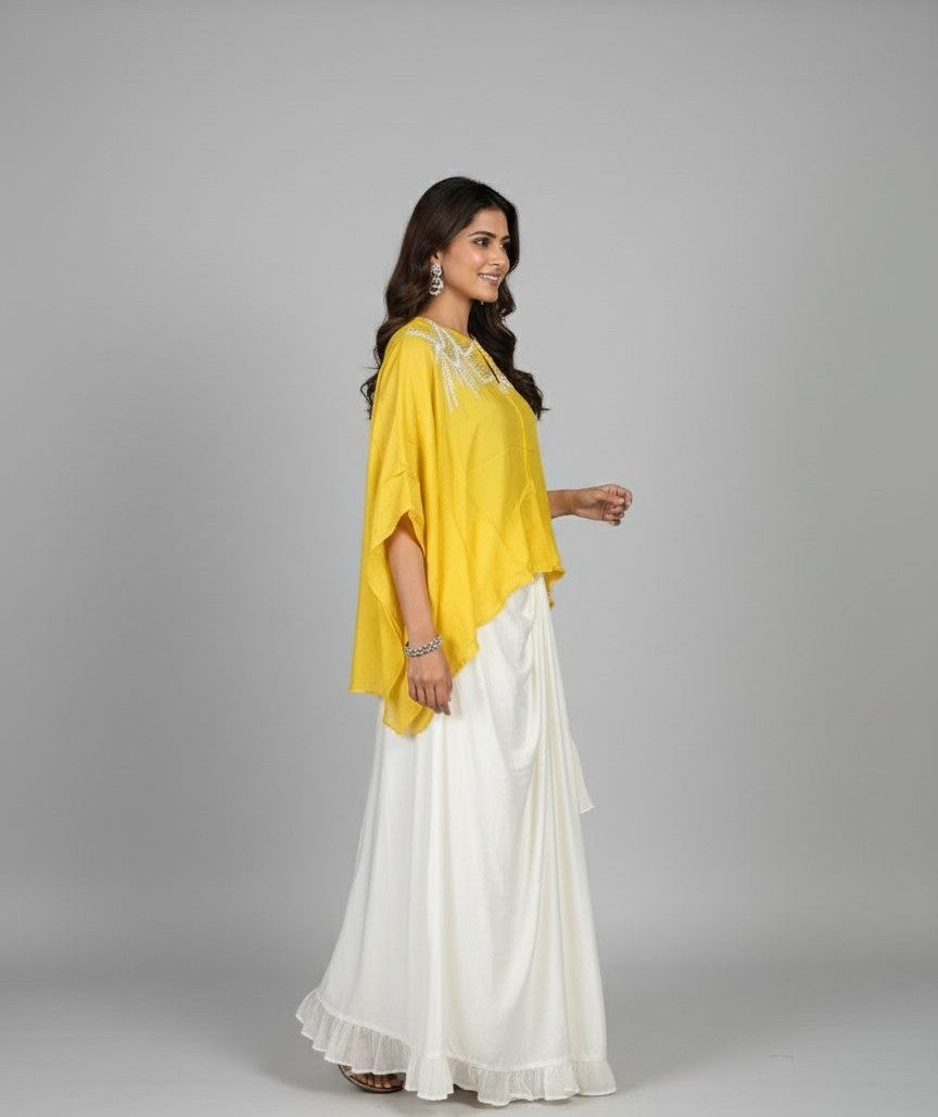 Yellow Drape Skirt Set