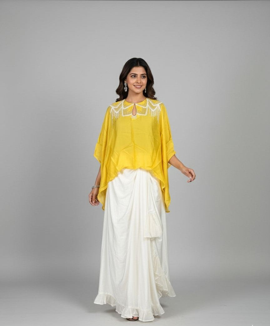 Yellow Drape Skirt Set